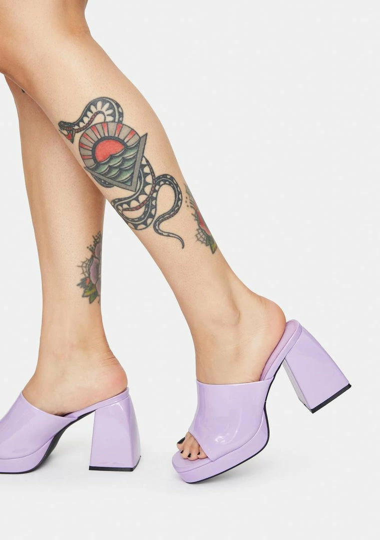 Outlet 😉 Public Desire Lilac Patent Oreo Open Toe Mules 👠 Heels 🔔 1 Public Desire Lilac Patent Oreo Open Toe Mules Heels