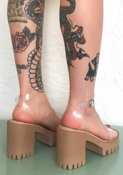 Public Desire Clear Nude Nixie Platform Heels Platforms