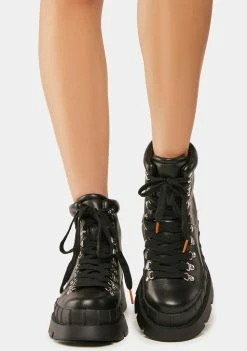 Public Desire Black Hike There Pu Chunky Sole Winter Boots
