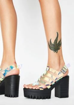 Public Desire Leader Iridescent Sandal Heels