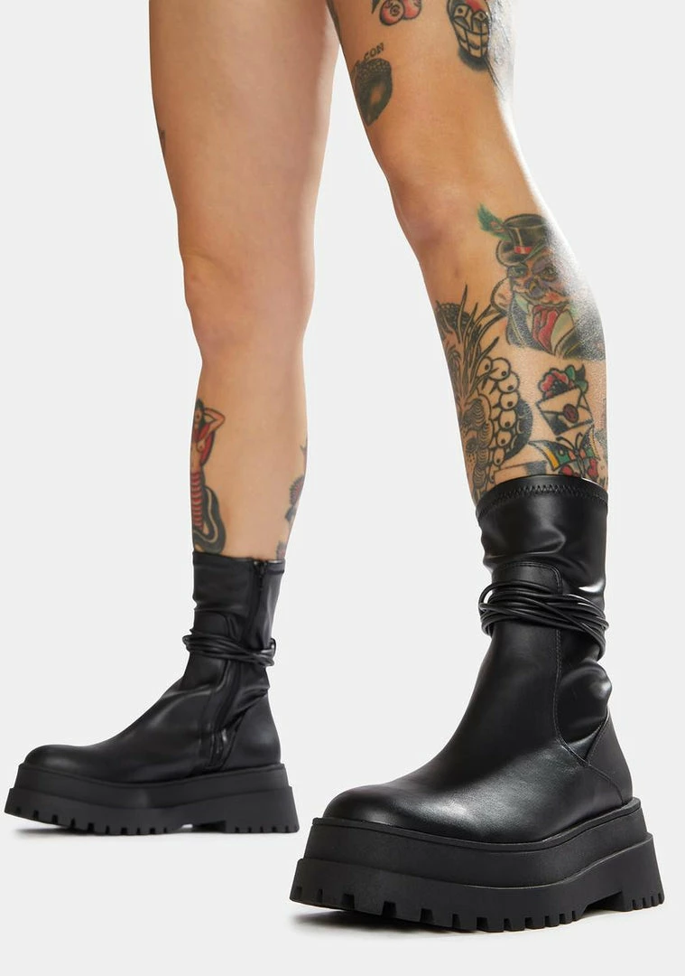 Cheap ๐ฅฐ Public Desire Black Finale Chunky Ankle Wrap ๐ฅพ Boots ๐ 2 Public Desire Black Finale Chunky Ankle Wrap Boots