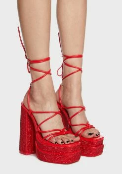 Coupon 💯 Public Desire Red Glow Girl Block 👠 Heels 🤩 8 Public Desire Red Glow Girl Block Heels
