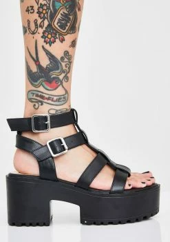 Public Desire Black Teresa Chunky Platform Sandals Platforms