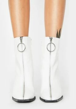 Public Desire White Croc Payback Ankle Boots