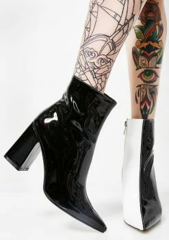 Public Desire Chaos Two-Tone Patent Ankle Boots Boots & Booties