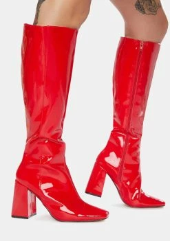 Public Desire Apology Patent Knee High Boots