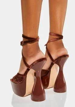 Public Desire Platforms Disco Velvet Lace Up Heels