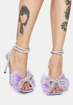 Public Desire Lilac Sugarcoat Diamante Bow Heels