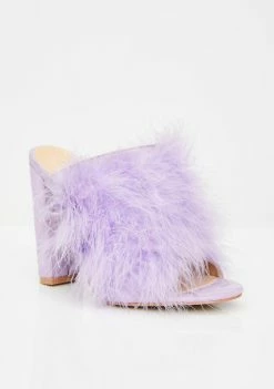 Public Desire Lilac Plume Marabou Mules