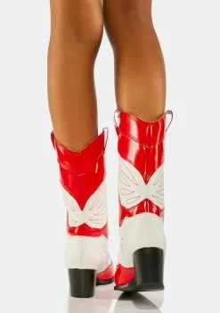 Public Desire Red Howdy Cowboy Boots