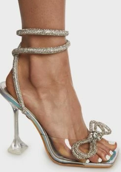 Public Desire Holographic Glimmer Wrap Diamante Bow Heels