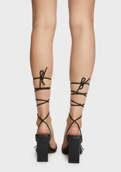 Public Desire Block Heels Cleo Square Toe Strappy Heels