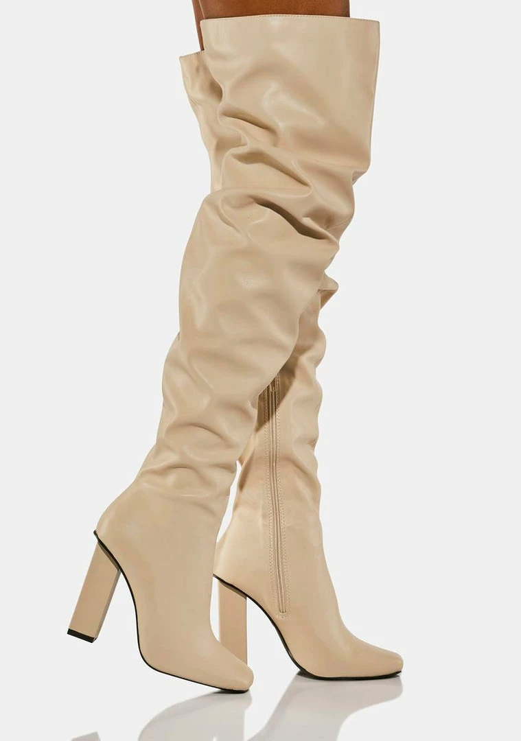 Coupon ✔️ Public Desire Ecru Cassia Thigh High 🥾 Boots 🥾 Boots & Booties ⌛ 3 Public Desire Ecru Cassia Thigh High Boots Boots & Booties