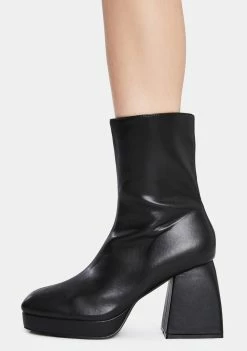 Public Desire Black Imagine Chunky Heel Ankle Boots