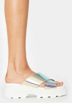 Public Desire Iridescent Elma Platform Sandals