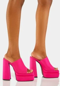 Public Desire Platforms Pink Sky High Platform Mules