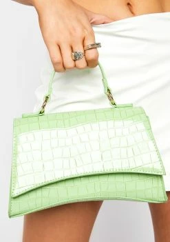 Public Desire Bags & Wallets Remmy Green Croc Handbag