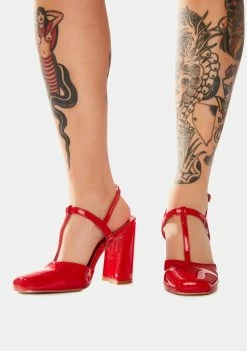 Public Desire Red Romy Closed Toe Heels