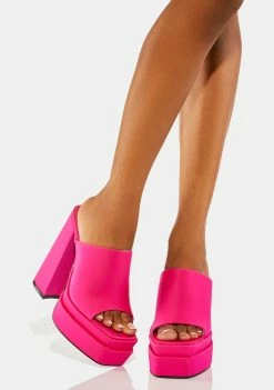 Public Desire Platforms Pink Sky High Platform Mules