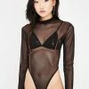 Public Desire Tops Black Contrast Stitch Mesh Bodysuit