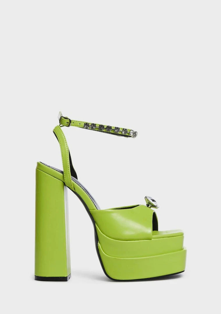 Wholesale 🔥 Public Desire Lime Frozen Platform 👠 Heels 👏 1 Public Desire Lime Frozen Platform Heels