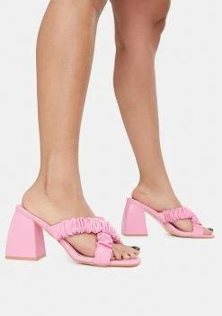 Public Desire Elsa Ruched Criss Cross Block Heels