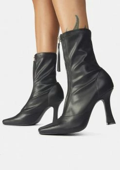 Public Desire Black Peppa Zip Up Ankle Boots