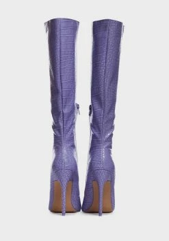 Public Desire Purple Croc Casey Heeled Boots