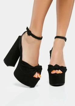 Public Desire Black Knot On Platform Heels