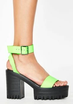 Public Desire Neon Green Avenue Platform Heels Platforms