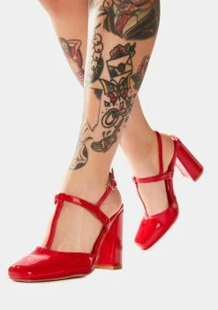 Public Desire Red Romy Closed Toe Heels