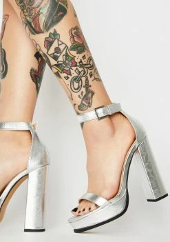 Public Desire Silver Rachel Platform Heels Platforms