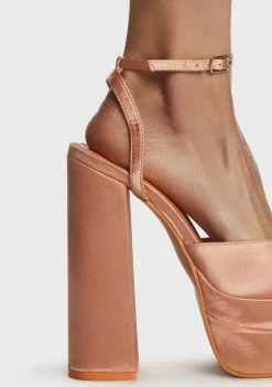 Public Desire Platforms Peach Satin Moonchild Platform Heels