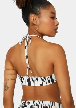 Public Desire Geo Printed Handkerchief Top Crop Halter Top