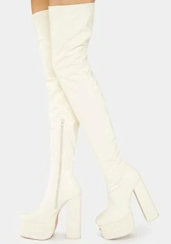 Public Desire Ecru Identity Platform Boots