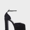 Public Desire Platform Heels Black Effie Diamante Platform Block Heels