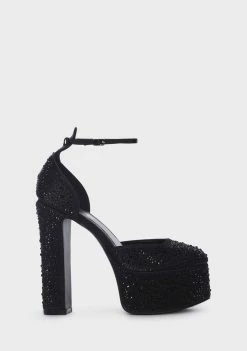 Public Desire Platform Heels Black Effie Diamante Platform Block Heels