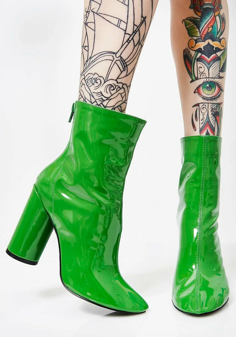 New 😉 Public Desire Impact Round Block Heel Patent Ankle 🥾 Boots 🥾 Boots & Booties ✔️ 1 Public Desire Impact Round Block Heel Patent Ankle Boots Boots & Booties