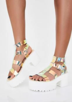 Public Desire Platforms Iridescent Teresa Chunky Platform Sandals