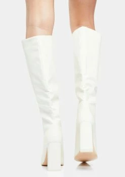 Public Desire Heeled Boots Ecru Far Away Knee High Boots